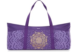 Gonex Borsa Yoga Donna in Tela Extra Large, Borsa da Palestra con Tasca Impermeabile e Cerniera in Metallo, Porta Tappetino e Mattoncini, per Yoga, Pilates, Viaggi