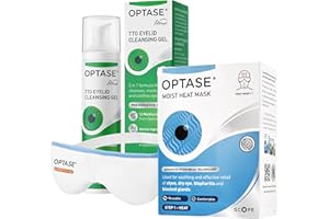 Optase Moist Heat Eye Mask & Tea Tree Oil Eyelid Cleansing Gel for Dry Eyes, Blepharitis, MGD & Styes - Daily Eye Care Duo - Reusable Heated Mask with Hydrobeads & Preservative-Free Cleansing Gel Form