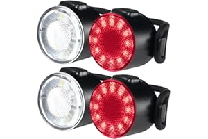 MOGZZI Lumiere Velo Avant et Arriere kit, Eclairage Velo a LED Puissant, Lampe de Vélo Etanche IPX5, Feux Arrière Rechargeables USB pour Vélo de Route de Montagne 4 et 6 Modes pour Hommes/Femmes/Enfants