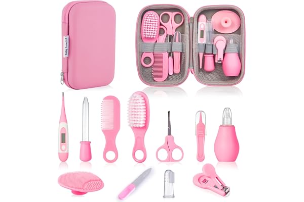 Lictin 12pcs Trousse de Soin Bébé, Trousse de Toilette Bébé, Bébé Naissance, Trousse de Soin Bébé Naissance, Sans BPA pour les Voyages et la Maison