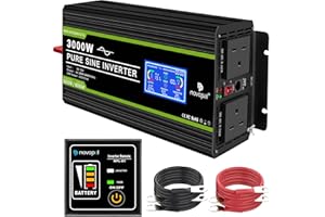 NOVOPAL Pure Sine Wave Inverter 3000W 12V to 230V 240V Car Converter Power Inverter with LCD Display 2AC Outlets,2.4A USB Port,Remote Control for Motorhomes,Truck,Boat,Camping,Household,Van