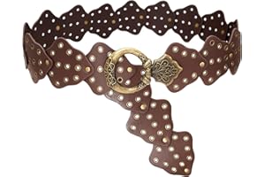 WULIQIUQIU Wide Disc Belts for Women Boho Concho Leather Waist Belt Vintage Western Chunky Belt for Dresses