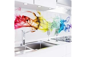 danario Panel Protector de Pared Cocina – Vinilo Adhesivo Antisalpicaduras – Fácil de Instalar y Limpiar - 0,8 mm - Óptica de Vidrio - Humo Colorido - 60cm x 220cm