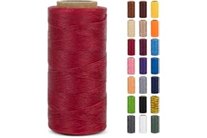 LEREATI Bobine de Fil Ciré 0.8mm x 260m Fil Couture 150D Polyester pour Cuir, Cordon Plat pour Fabrication de Bijoux, Toile, Crochet, Bricolage, Artisanat, Couture (Rouge)