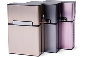 LAOYE 3pcs Zigarettenbox Metall mit Magnetverschluss, Zigarettenetui aus Alu für Zigarettenschachtel, leichter edeler Zigarettenkasten für 20 Zigaretten (3er Pack, grau + rosagold + champagner Farbe)