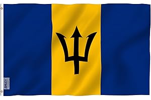 Anley Fly Breeze 3x5 st¨®p Flaga Barbados - ?ywy kolor i odporno?? na blakni?cie - P?¨®cienny Nag?¨®wek i podw¨®jne szwy - Barbadijskie flagi Poliester z mosi??nymi przelotkami 3 X 5 st¨®p