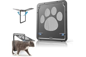 Yaasier Haustierklappe Katzenklappe Innentür Hundeklappen Automatisch, Katzenklappe für fliegengitter, Magnetische Katzentür mit automatische verschließbare Fliegengitter, 24 * 29 cm