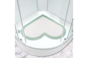 MACUNIN Corner Shower Mat 60 x 60 cm Non Slip Anti Mould Sector Loofah Bath Mat for Inside Shower Curved Quadrant Bath Mat for Bathroom Wet Area with Drain Soft Texture Massage Floor Mat Bathroom Rug Washable