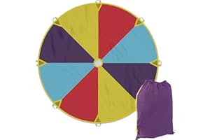 Relaxdays Jeu pour Enfants, diamètre : 240 cm, Parachute avec 8 poignées, pour l'extérieur, Multicolore