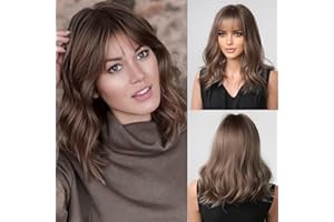HAIRCUBE Długie Jasnobrązowe Kręcone Peruki dla Kobiet z Fringe