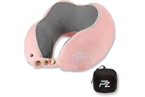 FLOWZOOM COMFY Kids Travel Pillow | Kids Neck Pillows for Travel | Memory Foam Travel Pillow for Airplane | Car Pillow for Kids | Car Seat Head Support for Kids | Travel Essentials for Kids | Pink