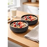 EVANILIFE El Yapımı Seramik Salata Kasesi, Yulaf Granola ve Kahvaltı Kasesi, Sağlıklı Beslenme ve Diyet Kabı, Smoothie Bowl, 