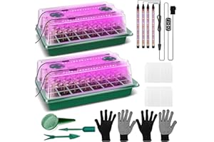 JEONDFG 2 Packs Zimmergewächshaus Anzuchtkasten mit Pflanzenlampe, 80 Zellen Mini Gewächshaus Anzucht Set mit Timing-Controller einstellbare Helligkeit，für Pflanzenwachstum und Saatgutkeimung