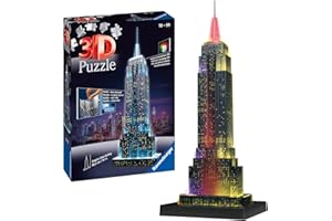 Ravensburger Empire State Building 3D Jigsaw Puzzle for Adults and Kids Age 12+, Night Edition with LED Lighting - 216 Pieces - No Glue Required