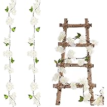 Décoration Jardin Romantique 2 Guirlandes Fleurs De Cerisier Artificielles Rotin - Décoration Mariage Jardin 2,3m Rose Clair Guirlande Fleur