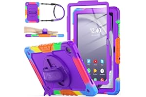 SEYMAC stock for Samsung Galaxy Tab A9 Plus Case 11 Inch 2023, Heavy Duty Shockproof Cover with Screen Protector, 360° Rotating Stand/Hand Strap & Pen Holder for Samsung A9+ Plus Tablet Case, Purple