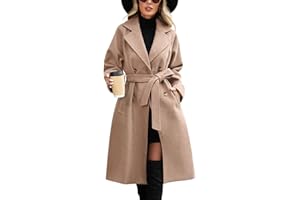CMTOP Cappotto Donna Lungo Elegante Classico Doppiopetto Trench, Antivento Giacca a Maniche Lunghe Primaverile Autunno Inverno Cappotti Windbreaker con Tasche e Cintura