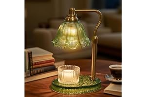 WYghyronic Candle Warmer Lamp with Adjustable Height - Flameless 4-Level Dimmable Wax Warmer, Timer Function & Stylish Design in Multiple Colors（Greener）