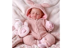 BABESIDE Bambole Reborn-Baby da 20 Pollici Realistiche con Corpo Intero in Tessuto Bambine Realistiche Appena nate che Dormono Economiche Con Adorabile Vestito da Coniglietto di Peluche e Occhi Chiusi