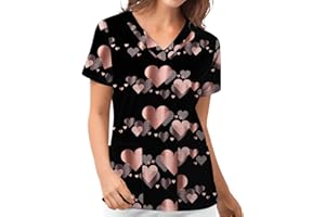 thuthu Kasacks Valentinstag Krankenhaus Schlupfhemd Bluse Damen Kurzarm Arbeitsuniform Pflege Kasack Bunt Motiv Uniform Berufsbekleidung Krankenschwester Kleidung Mit Taschen Damenkasack