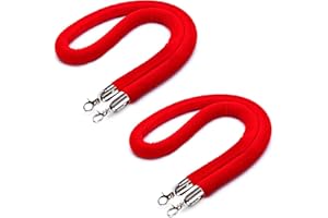 XINLTC Corde de Barrières en Velours Rouge, 2 Pièc - L150 x D3cm - Corde de Barrière Diviseur de Files d'Attente Rouge avec Argent Crochets, pour Hôtel Restaurant Cinema Bâtiments Publics Contrôle des Foules