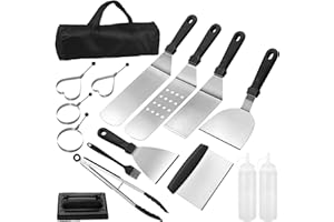 HOMGEN Kit Barbecue|16 Pièces Ustensiles Barbecue,Accessoires Barbecue en Acier Inoxydable,Accessoires de Barbecue Idéal pour Camping en Plein Air,Barbecue de Jardin,Cadeau Homme/Fête de Noël
