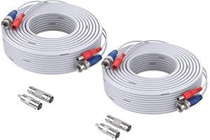 ANNKE 2 Pack 30M/100ft All-in-One Video Power Cables, BNC Extension Surveillance Camera Cables for CCTV Security DVR System Installation, BNC Connector Included (White)