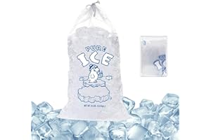 GEGXCN 12 Pack Ice Bags with Drawstring - Heavy Duty Reusable Freezer Bags, Holds 8lb Ice Blocks for Cool Bags, Ideal for Ice Machine, Camping, Picnics & Festivals