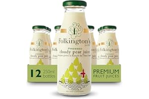 Folkington's Fruit Juice, Cloudy Pear, 12 Glass Bottles, Pure Fruit Juice, Multipack 12 x 250 ml