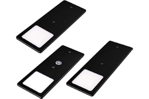 KALB MATERIAL FÜR MÖBEL cielb | lampy LED do zabudowy podszafkowej czarne 5 W - bardzo płaska lampa kuchenna z funkcją dotykowego ściemniania reflektor do zabudowy reflektor punktowy do zabudowy, do wyboru: zestaw 3 szt.