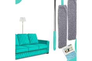 BYCO Spazzola per la Pulizia Della Polvere con 2 Panni di ricambio + PANNO MICROFIBRA, Spolverino Polvere Allungabile con manico lungo per Pulire Sotto Letto