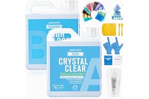 JANCHUN 72oz Crystal Clear Epoxy Resin Kit Casting and Coating for River Table Tops, Art Resin,Jewelry Projects, DIY,Tumblers, Molds, Art Painting with 12 Mica Powders, 10×8oz Clear Measuring Cup