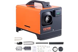 VEVOR Chauffage Diesel Tout-en-Un Portable 12 V 5-8 KW Réchauffeur d'air Diesel 0,16-0,52 L/h 8-36 ℃ Réglable 15-20 m² Contrôle LCD et Télécommande Réservoir 5 L pour Auto sans Installation Intérieur