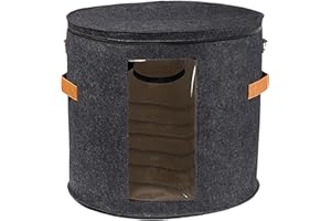 Kasmole Rangement pour Chapeau | Mallette Rangement Pliable pour Grand Chapeau | Rangement Portable pour Chapeau avec Couvercle Anti-poussière, étui à Chapeau Organisateur