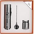 PIPITA Torch Cigar Lighter, Windproof Single Torch Refillable Butane Gas Lighter with Punch, Multipurpose