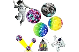 PENCHUAN 4er Set Mond Bälle, 7cm Hoch springender Gummiball, Space Jump Ball, Bouncing Ball für Kinder, langlebiger Springball mit extra hohen Sprüngen, Ideales Outdoor Spielzeug für Jungen und Mädchen