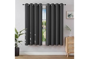 ‎JOYDECO Joydeco Blickdichte Vorhänge mit Ösen Gardinen 2er Set, Verdunkelungsvorhang Thermovorhang Hitzeschutz, Ösenvorhang für Schlafzimmer Wohnzimmer (2xH137xB117, Dunkelgrau)