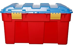 WHITEFURZE High Grade 40Lt Large Plastic Kids Toy Organiser Storage Box Tidy & Clip-On Lid