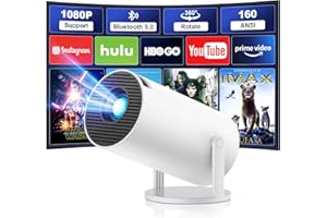 Quilted Northern Beamer, 4K Full HD 1080P Mini Projector, 180°Dreh Videoprojektor Unterstützt 2.4/5G Dual WiFi6, Bluetooth5.0 mit Android und OS 11.0, Auto Trapezkorrektur, Outdoor/Heimkino Beamer