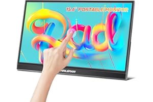 Thinlerain Monitor táctil portátil de 15,6 Pulgadas, USB C, 1920 x 1080p, Pantalla IPS, HDMI, monitores extendidos, Monitor de Viaje portátil para PC, Smartphone, portátil, Windows 7, 8, 10