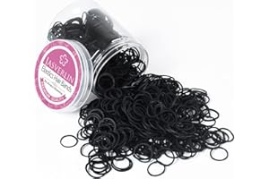 JASVERLIN Elastici neri 1000pz, piccoli legami di capelli del bambino Ponytail Holder Tiny capelli elastici bande per le ragazze donne 1/2 pollici