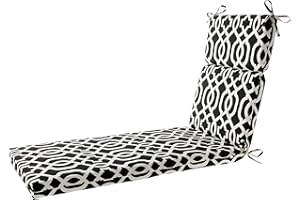 Pillow Perfect Outdoor New Geo Chaise Lounge Cushion, Black/White