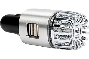 ABC PARTS Purificador de Aire con Cargador Dual USB para el Coche 2 en 1. Alta Eficiencia 12V DC 5V/2.1A