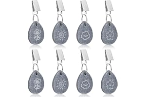 Newtic 8 Pièces Poids de Nappe Pierre avec Pince Matériau en Marbre Naturel Pince pour Nappe de Table pour Nappe Exterieur pour Fête de Famille Pique-Nique Mariage Jardin