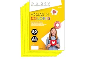 Papier A4 Couleur - Feuilles A4 80g Pour Imprimante Jet d'Encre et Laser, Ramette Papier Pour Loisirs Créatifs, Bricolage et Décoration M-office (100 feuilles, Jaune Fluo)