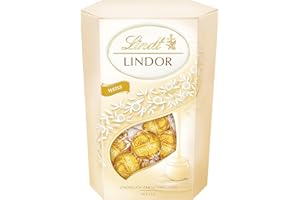 ‎LINDT Lindt Schokolade | LINDOR Cornet Weiß | 500g | 38 Kugeln in weißer Schokolade mit zartschmelzender Füllung im süßen Cornet | Schokoladen Geschenk
