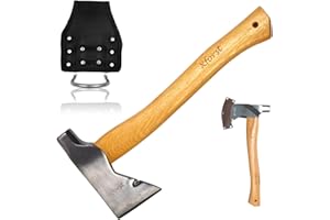 Xforst Axt Beil Handbeil Spaltaxt. Mit Hickory Stiel, inklusive Hammerhalter + Schneidenschutz. Ideal für Survival, Buschcraft and Outdoor. Modell X-AH800.