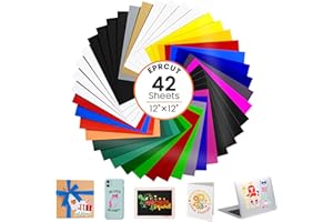 EPRCUT Vinylfolie Plotter 42 Stück 30.5 x 30.5 cm für Cricut, 29 Farben Matt Glänzend Plotterfolie Vinyl, Outdoor Wasserdichte Selbstklebend Folie für DIY, Vatertag, Geburtstage, Kindertag