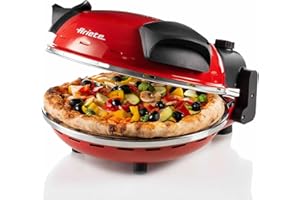 Ariete 909 Forno Pizza - Pizza in 4 minuti - Piastra in pietra refrattaria con trattamento antiaderente - Temperatura max 400° - 1200 Watt - Timer 30’