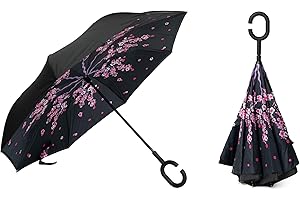 Braty Decorations Seitenverkehrter Stockschirm, Innovativer Regenschirm, Doppelschichtiger Regenschirm, Umgekehrter Regenschirm, Regenschirm mit C-förmigem Griff